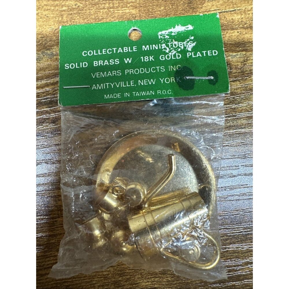 Collectable Miniatures Solid Brass 18k Gold Plate Serve ware Cups‎ NEW Sealed